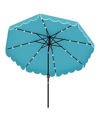 Sugift 9.3 Feet Solar Patio Umbrella with 24 Led Lights Vented Top and Ruffles