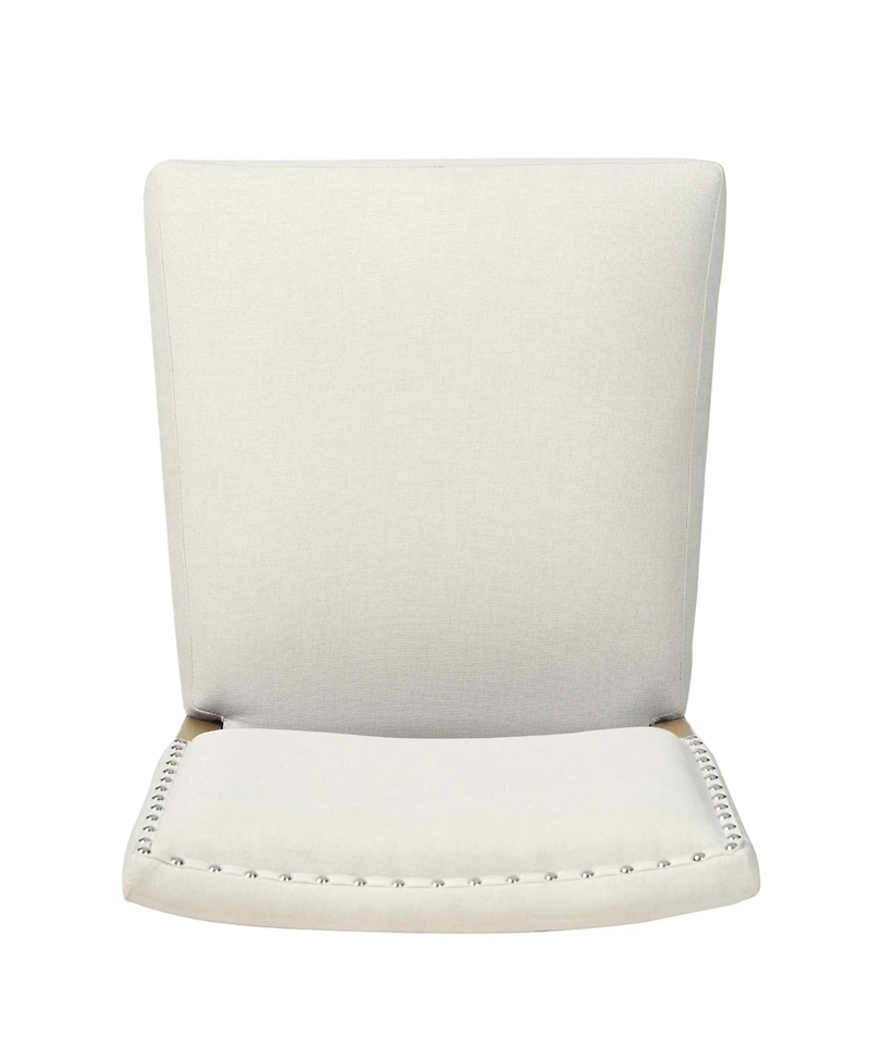 Rainsken Set of 2 Fabric Upholstered Wood Frame Counter Height Barstools with Rivet Decor