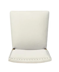 Rainsken Set of 2 Fabric Upholstered Wood Frame Counter Height Barstools with Rivet Decor