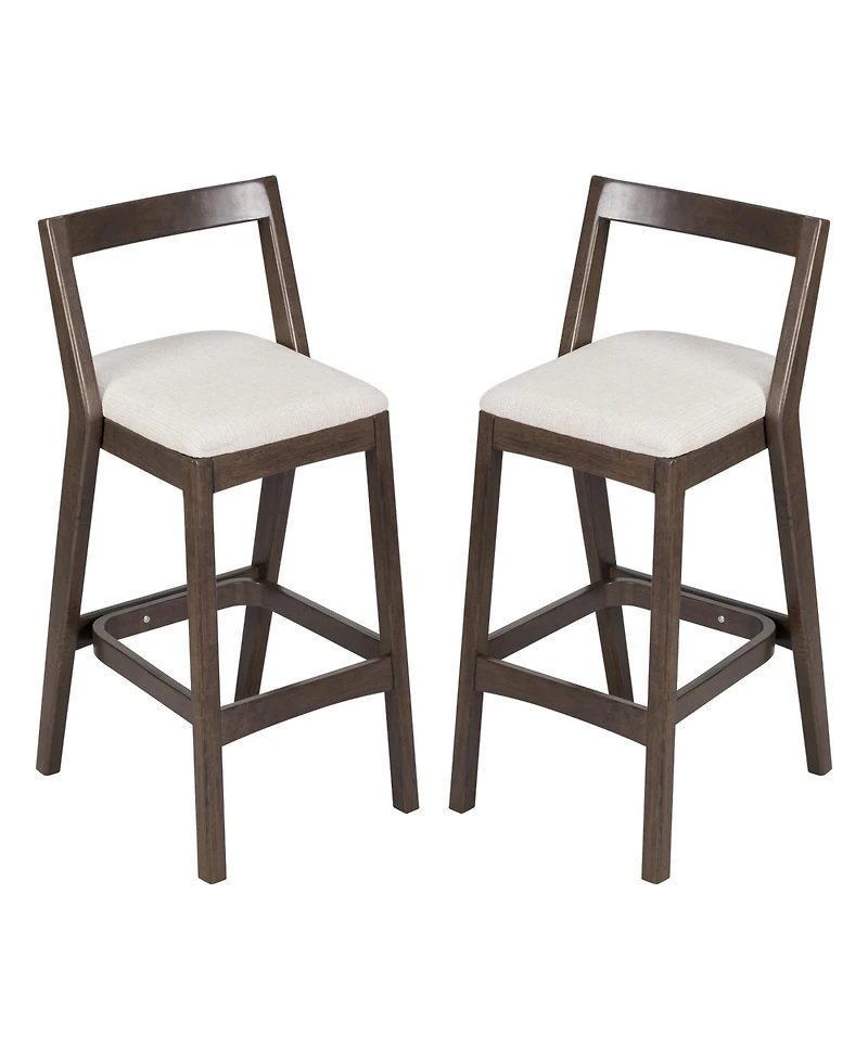 Rainsken Set of 2 Rubberwood Frame Cushion Counter Height Barstools