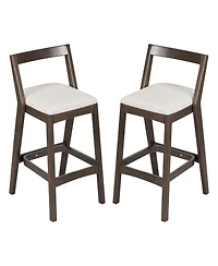 Rainsken Set of 2 Rubberwood Frame Cushion Counter Height Barstools