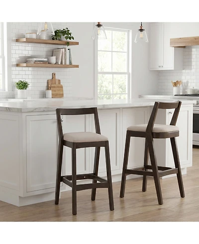 Rainsken Set of 2 Rubberwood Frame Cushion Counter Height Barstools