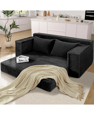 gaomon 75" Convertible Sofa Bed, Boneless Couch Bed with 2 Pillow, Folding Pull Out Couch, Loveseat Sleeper Sofa, Futon