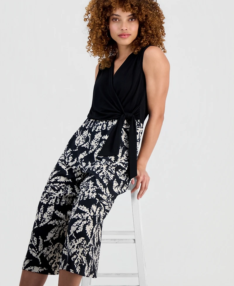 Connected Petite Colorblocked Cropped Jumpsuit