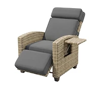 gaomon Outdoor Patio Recliner Chair with Side Table, Wicker and Cushion