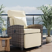 gaomon Outdoor Patio Recliner Chair with Side Table, Wicker and Cushion