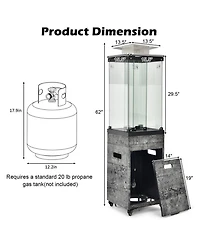 Gouun 41,000 Btu Propane Patio Heater with Tempered Glass Tube and Lockable Wheels