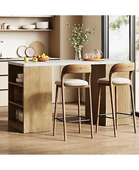 Tribesigns 50" Kitchen Island with Storage, 6-Tier Modern Kitchen Island Table with a Faux Marble Tabletop, Large Coffee Bar Table Storage Cabinet