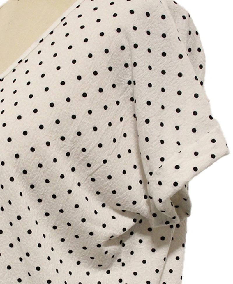 Coin 1804 Plus Polka Dot Bubble Crinkley Rolled Sleeve Top