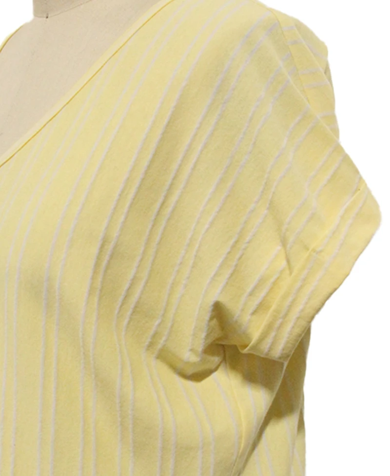 Coin 1804 Plus Vertical Stripe Rolled Sleeve Top