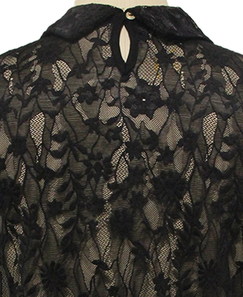 Coin 1804 Plus Scallop Edge Lace Collar Short-Sleeve Top