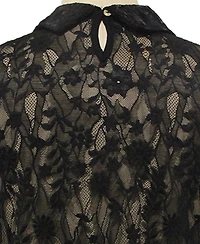 Coin 1804 Plus Scallop Edge Lace Collar Short-Sleeve Top