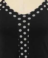 Coin 1804 Plus Polka Dot Mesh Panel Cami Top