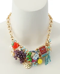 Betsey Johnson Faux Stone Girl Dinner Charcuterie Bib Statement Necklace