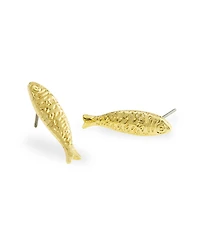 Betsey Johnson Gold Girl Dinner Sardine Stud Earrings