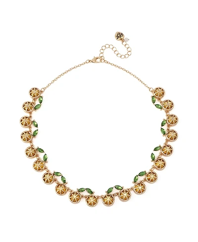 Betsey Johnson Faux Stone Girl Dinner Lemon Collar Necklace