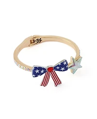 Betsey Johnson Faux Stone Americana Bow Bangle Bracelet