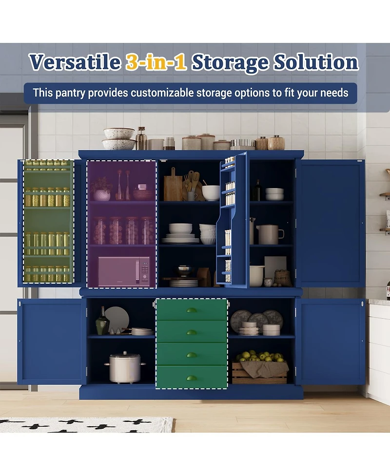 Streamdale Furniture 73 Freestanding Wooden Kitchen Pantry Cabinet with Drawers and Shelves