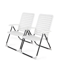Gymax Set of 2 Outdoor Pp Folding Chair Adjustable Reclining 7-Level All-Weather Patio