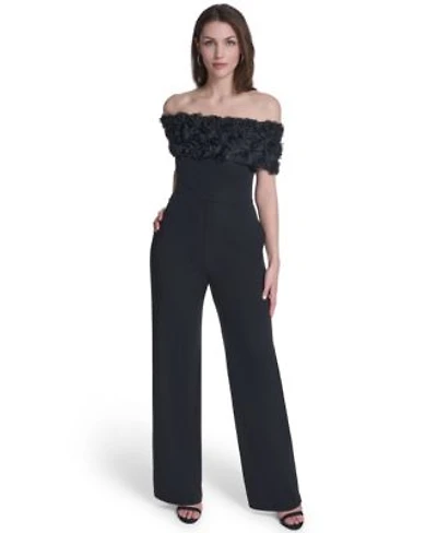 Eliza J Womens Off The Shoulder Short Sleeve Jumpsuit
