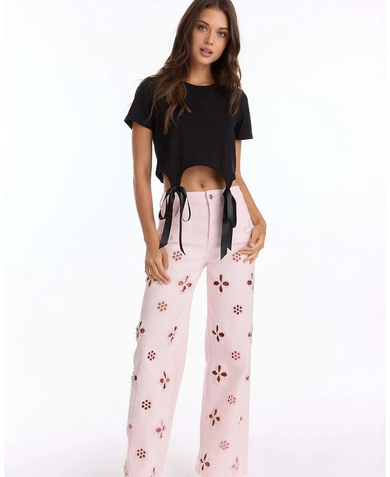 The Noli Shop Women's Diana Satin Bow Shirt - White