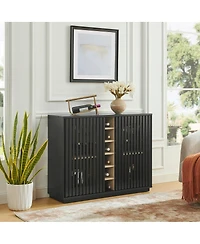 Streamdale Furniture Mid-Century Fluted Liquor Cabinet and Wine Storage