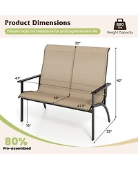 Sugift 2-Person Patio Bench with High Back and Armrests