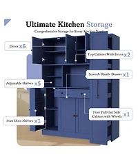 Streamdale Furniture Freestanding Buffet Hutch Kitchen Pantry Storage Cabinet