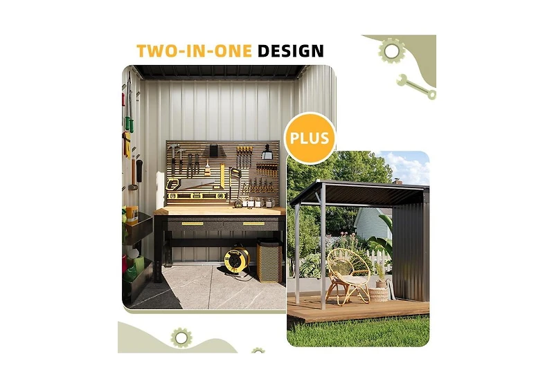 Aecojoy Outdoor Open-Sided Storage Shed Metal Shed