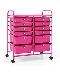 Gouun 12-Drawer Rolling Storage Cart with Mixed-Size Drawers and Lockable Wheels
