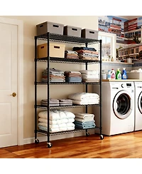 Streamdale Furniture Heavy Duty 5 Tier Wire Shelving Unit with Wheels and Feet