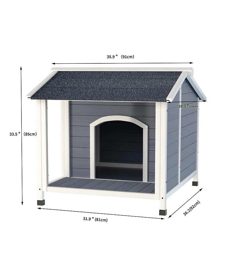 6thdruple Outdoor Dog House, Wooden Weatherproof Kennel with Asphalt Roof and Raised Floor