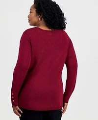 Jm Collection Plus Crewneck Long-Sleeve Sweater, Macy's Exclusive