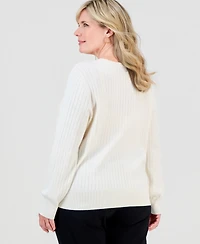 Jm Collection Plus Ribbed Scoop-Neck Cardigan, Macy's Exclusive