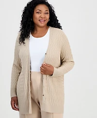 Jm Collection Plus Metallic-Threaded Textured Cardigan, Macy's Exclusive