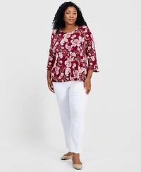 Jm Collection Plus Scoop-Neck 3/4-Sleeve Top, Macy's Exclusive