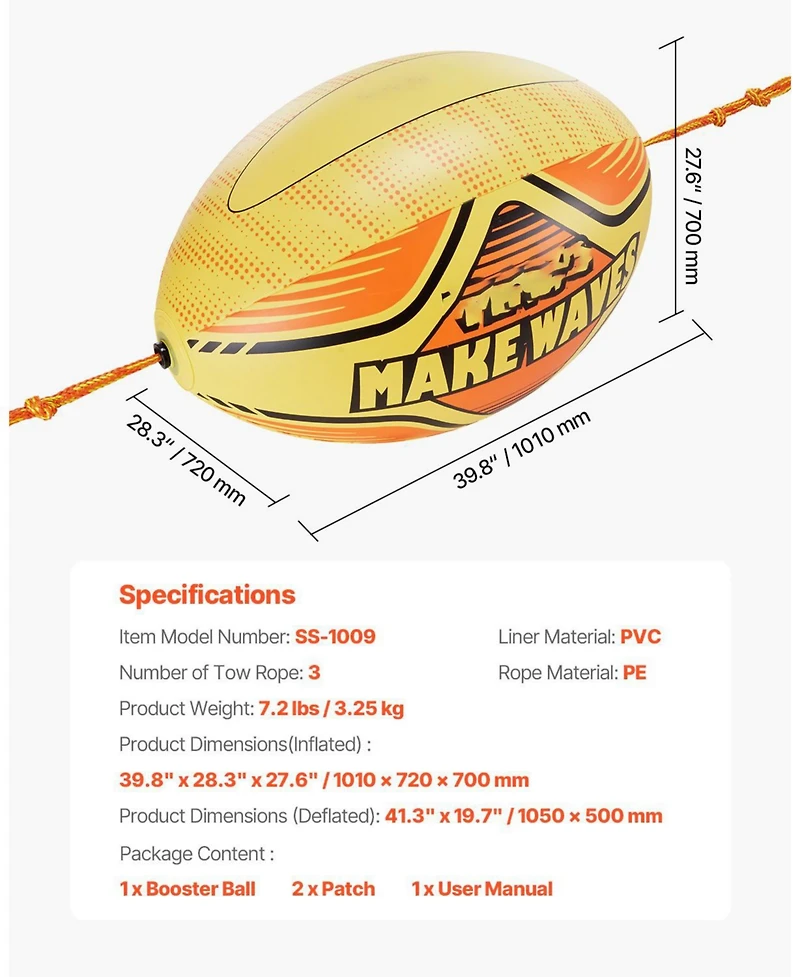 Mecale Towable Tube Booster Ball Thickened Pvc for Water Sports
