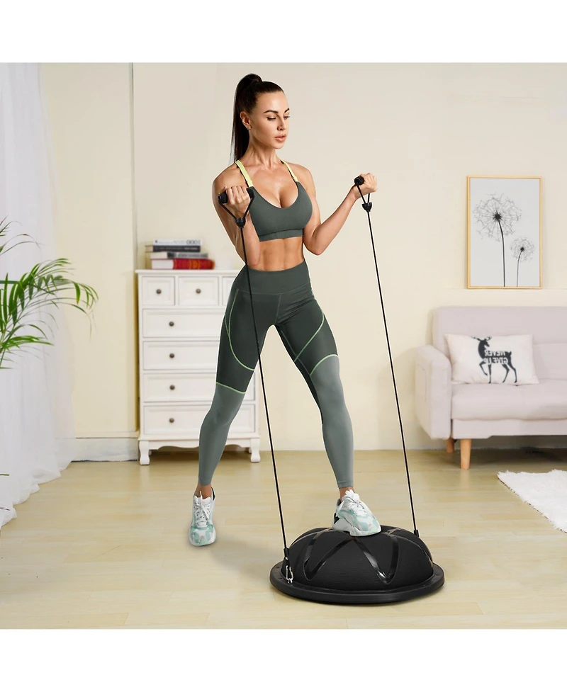 Mecale Half Balance Ball Trainer 660 lbs with Bands for Home Gym