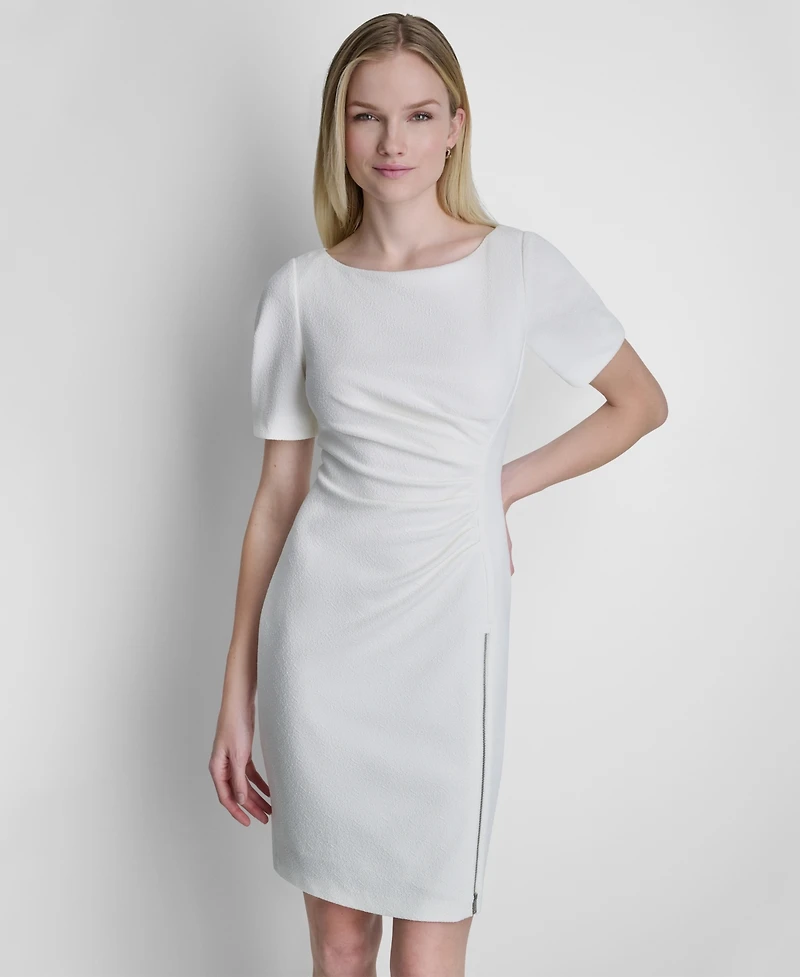 Dkny Women's Ruched Crewneck Short-Sleeve Dress