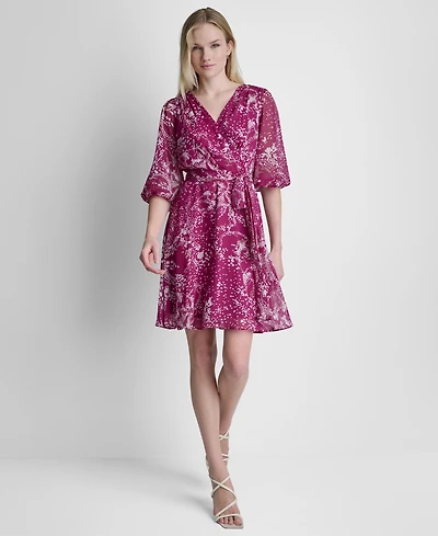Dkny Women's Surplice V-Neck Balloon-Sleeve Dress