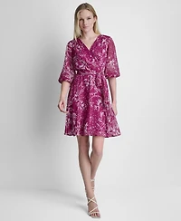 Dkny Women's Surplice V-Neck Balloon-Sleeve Dress