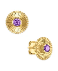 Macy's Swiss Blue Topaz (3/8 ct. t.w.) Diamond Cut Texture Earrings 14k Yellow Gold (Also Available Amethyst)
