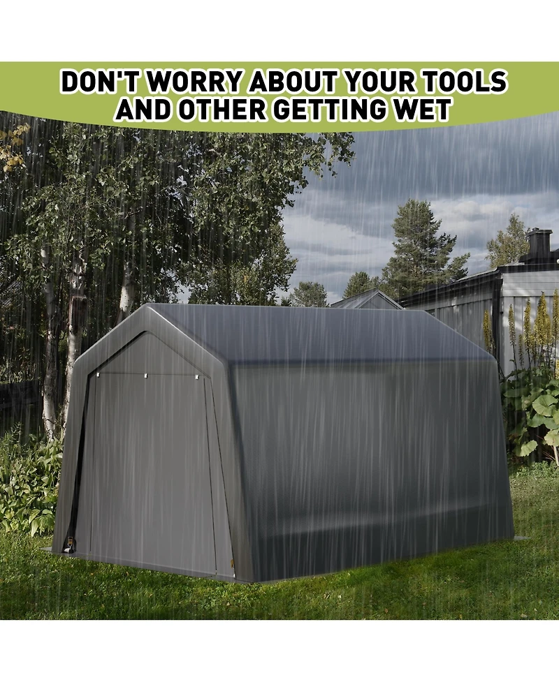Homfan Portable Outdoor Storage Shed with Galvanized Steel Frame, Waterproof Uv-Resistant Pe Fabric and Roll-Up Door, Backyard Garden Tool Shelter