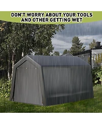 Homfan Portable Outdoor Storage Shed with Galvanized Steel Frame, Waterproof Uv-Resistant Pe Fabric and Roll-Up Door, Backyard Garden Tool Shelter