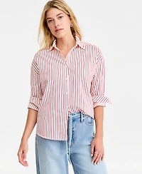 On 34th Women's Textured Seersucker Striped Button-Front Shirt, Macy's Exclusive
