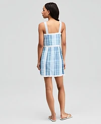 And Now This Women's Cotton Plaid Lace-Trim Dress, Macy's Exclusive