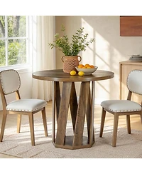 Tribesigns Small Round Dining Table for 2-4 People, 31.5-Inch Farmhouse Wooden Circle Kitchen Table