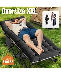 Aboron Xxl Folding Camping Cot with Mat: 78"x32"x18". Heavy Duty 1200D Oxford Portable Travel Bed Carry Bag. Durable Outdoor Gear.
