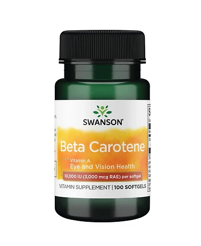 Swanson BetaCarotene (Vitamin A) Skin Eye Immune System Health Antioxidant Support 10000 Iu (3000 mcg) 100 Softgels