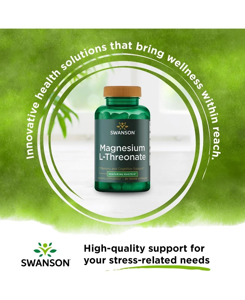 Swanson Magnesium L-Threonate Mineral Supplement for Nervous System Support - May Support Cognitive Health, Learning and Memory